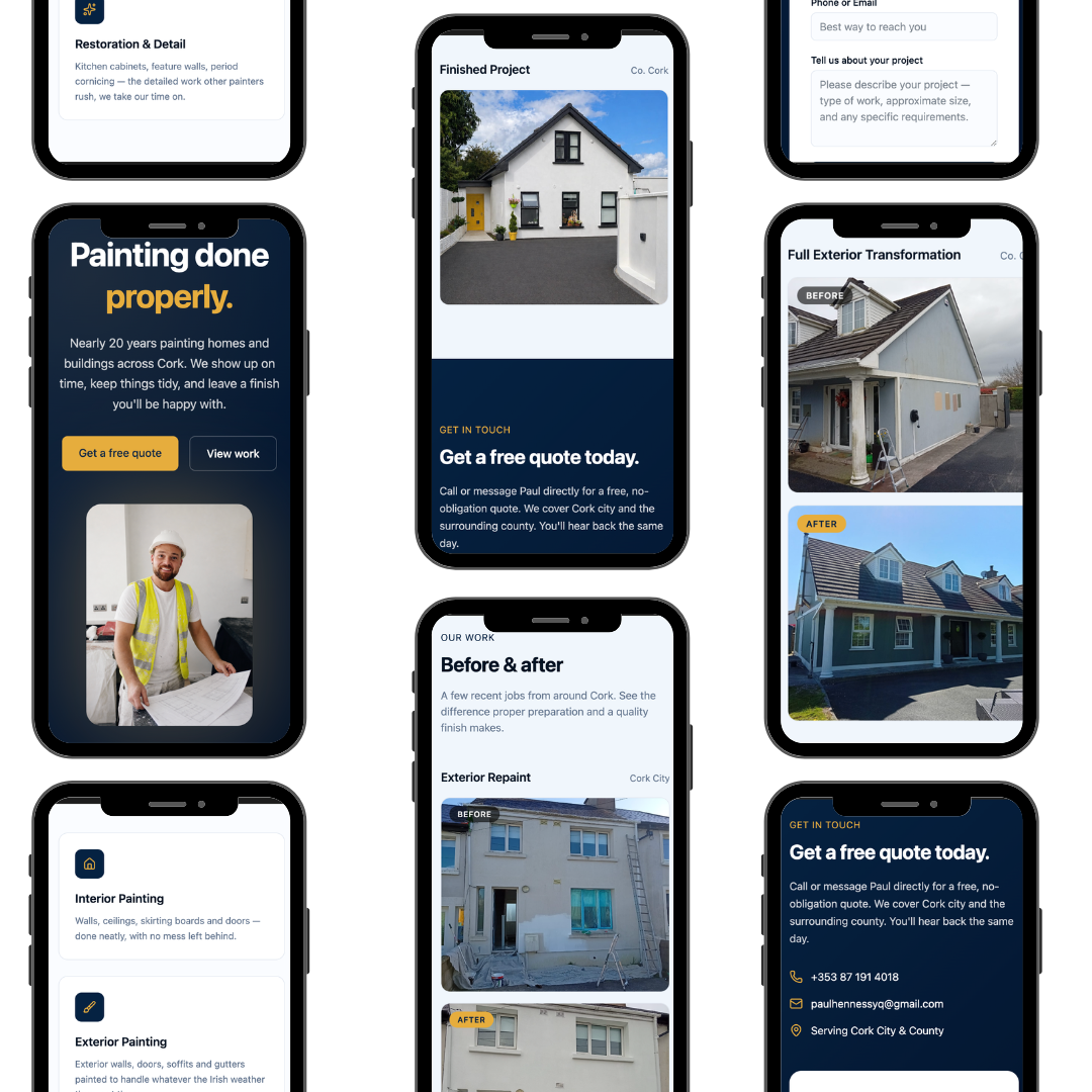 PHD Painters website shown on desktop and mobile